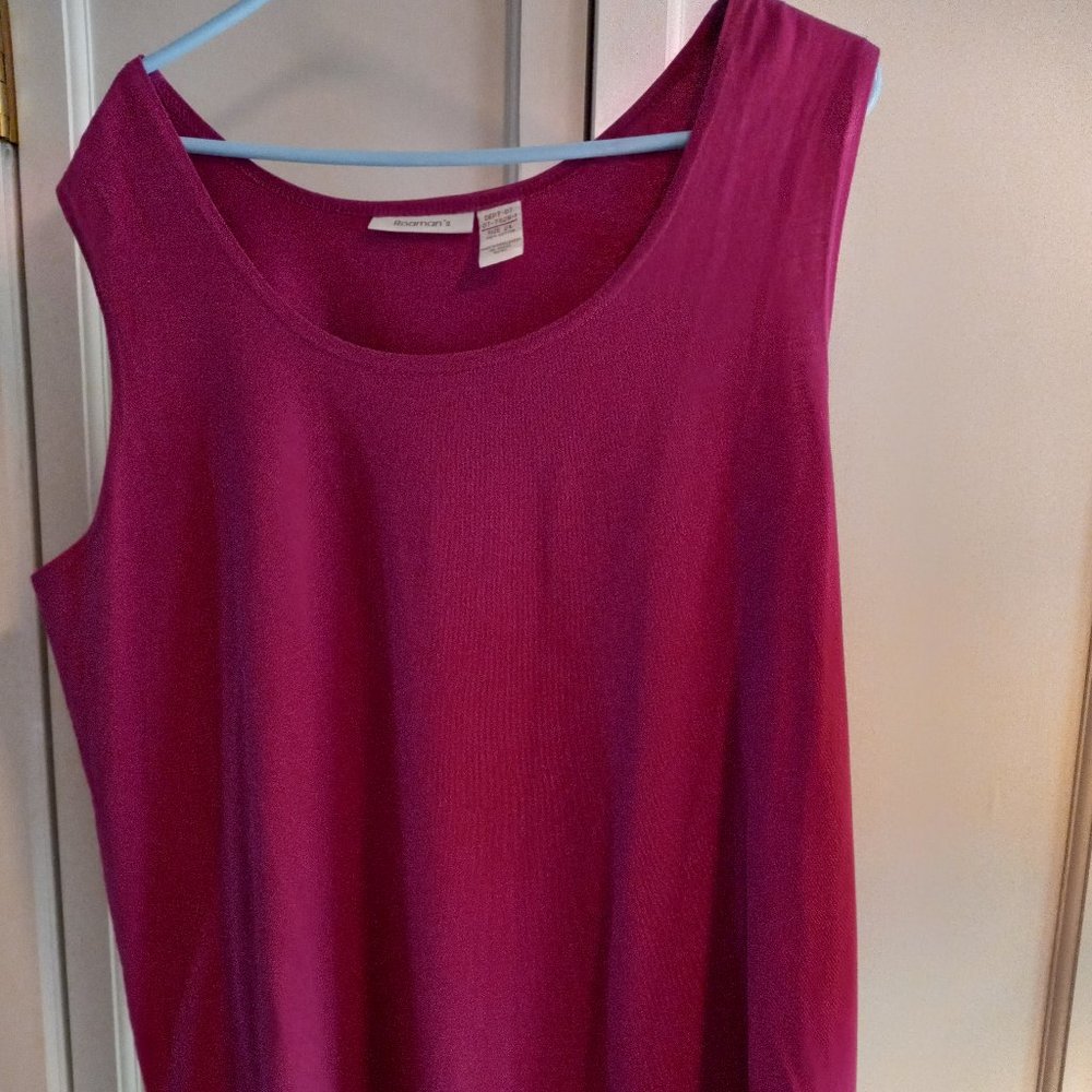 Women's Roaman's 2X Bright Pink Tank Top 100% Cotton